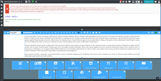 L'éditeur de blocs d'Un Site Web Simplement
